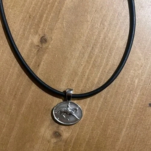 Lisa Welch Silver Dressage Equestrian Pendant Necklace - Picture 2 of 6